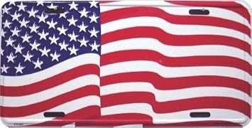 American Flag Patriotic Metal License Plate 6 x 12
