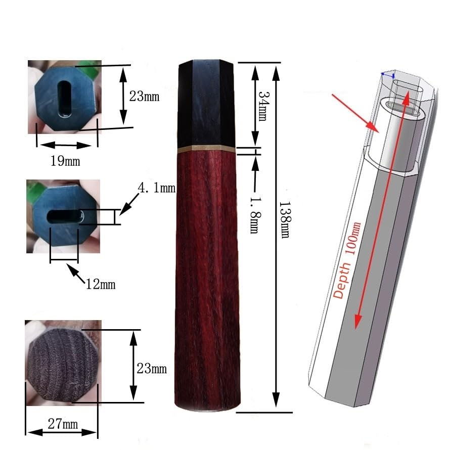 1PC Japanese Octagonal Knitchen Knife Grip, Wooden Knife Handle Blank DIY Replacement Accessory