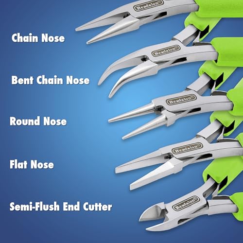 Beadalon Designer Series Slim Round Nose Pliers, Black Vinyl-Free Grips, Stainless Steel, Box Joint, Double Leaf Springs, 5.75 in