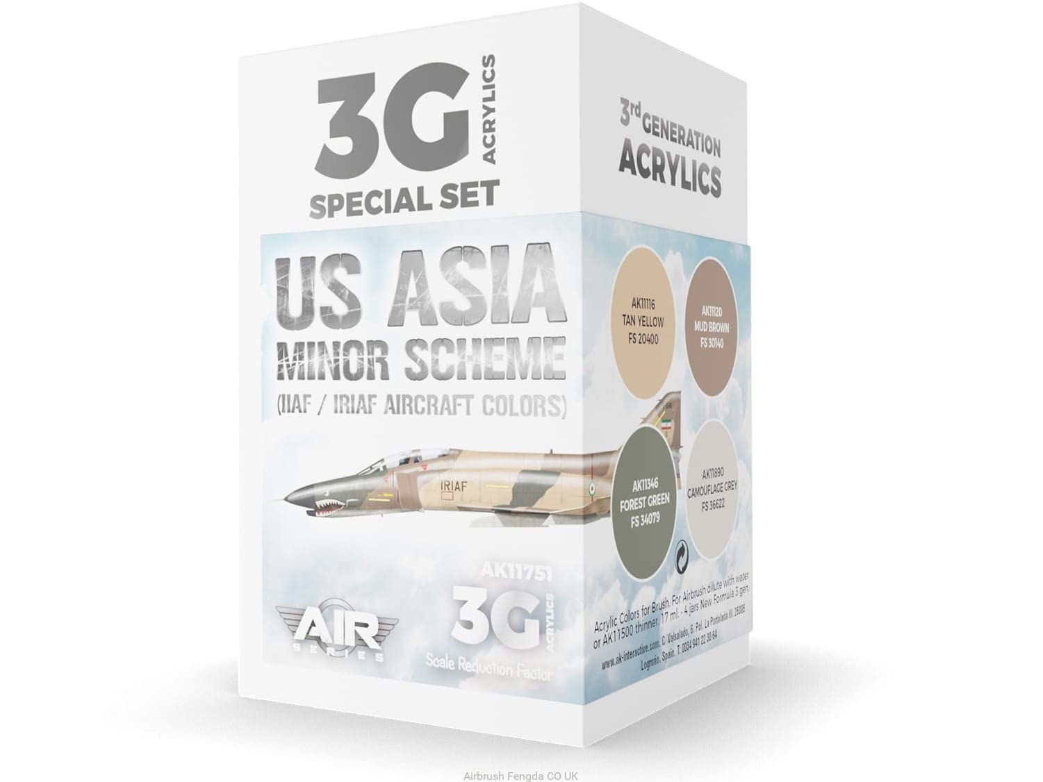 AK Interactive Acrylics 3Gen AIRCRAFT SET 11751 US Asia Minor Scheme (IIAF/IRIAF Aircraft) SET 3G (4x17ml)