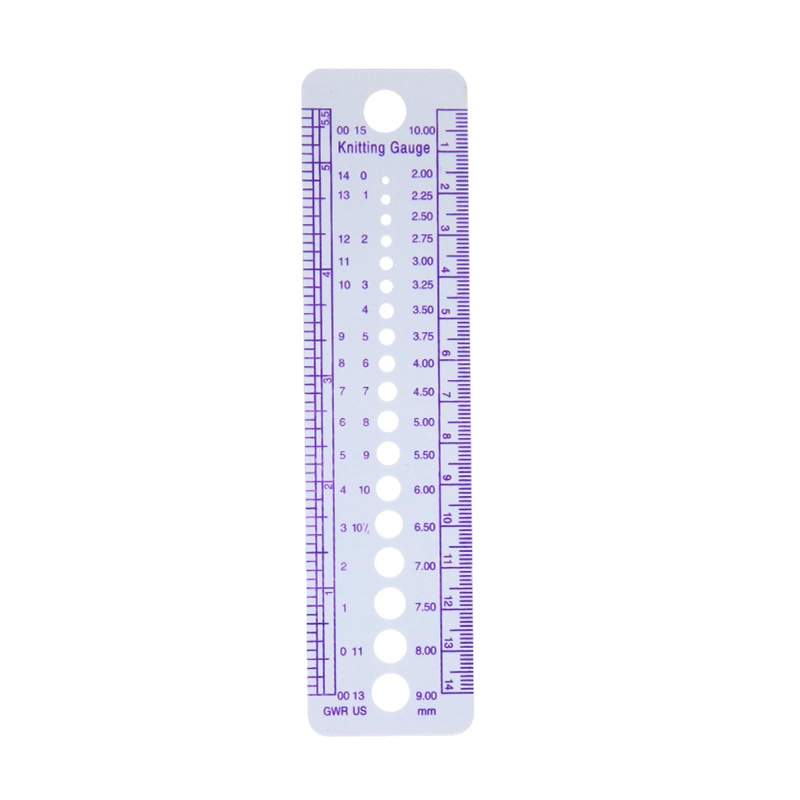 Montesy Knitting Needle Gauge Ruler, Multi-color, Flexible Plastic/Vinyl Construction, 6.3 Inches