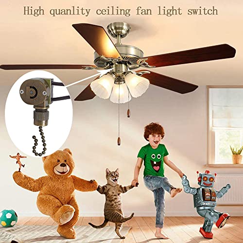 Image of Zing Ear ZE-109M Ceiling Fan 2 Wire Chain Switch Compatible with Hunter Ceiling Fan Light (Bronze)