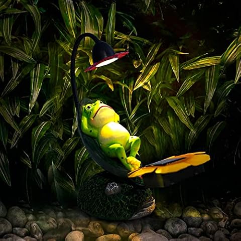 Histoacryl Frog Garden Decor Statues, Funny Frog Figurines with Solar Lights Waterproof Solar Frog Statues Decorations for Yard, Lawn, Patio, Pond, Backyard, Ornaments Gift (Frog 1) Cover