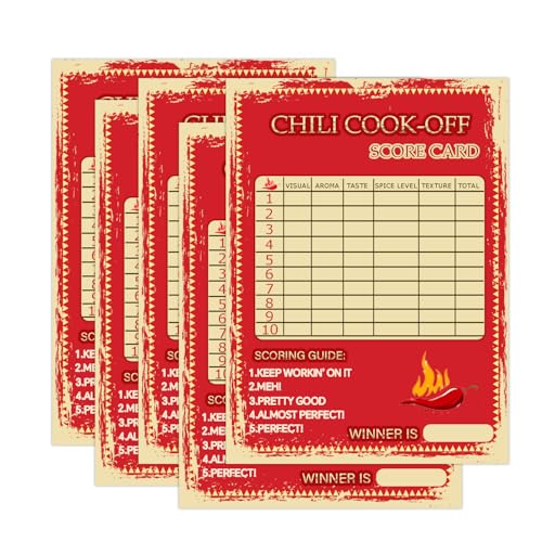 FENGHERUIA Chili Cook off Score Cards 5×7 Inch Scorecard for Chili Competition Chili Judging Ballots for Your Chili Cook-off(50 Pack)