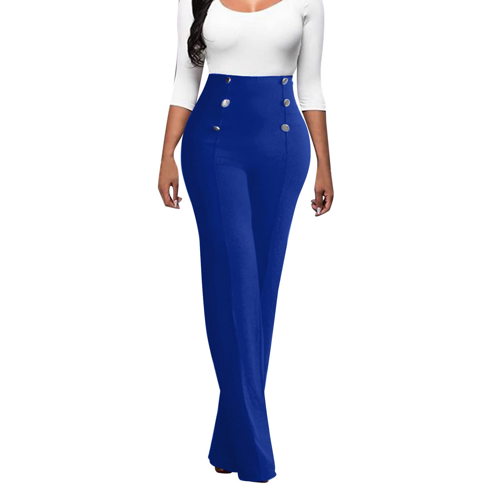 Women High Waist Slim Casual Pants Double Breasted Butt Lift Casual Trousers Solid Color Business Work Trousers