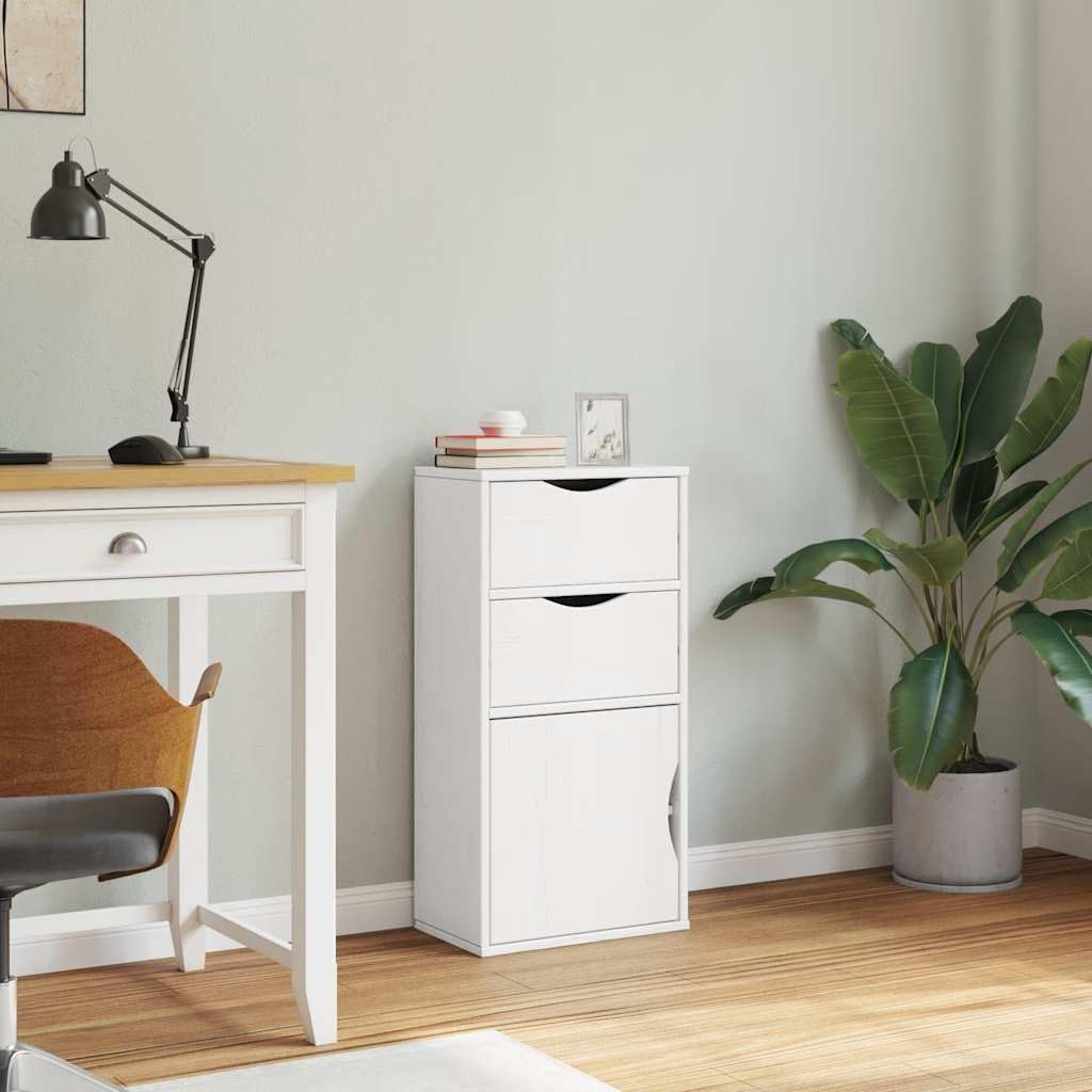 ODDA - Mobile in legno massello di pino, 40 x 24 x 79 cm, con 2 cassetti e scomparti, robusto armadio multiuso per camera da letto, soggiorno, corridoio