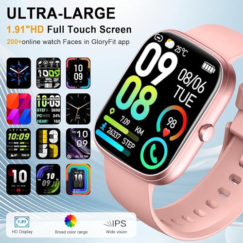 Image of Smart Watch 2026 NEW 1.91 inch Smartwatch for Men Women(Answer /Make Call),Fitness Watch with 110+ Sport Modes, Reloj Inteligente with Sleep Monitor /Heart Rate /Step /Calories /IP68,for Android iOS, Gold Pink