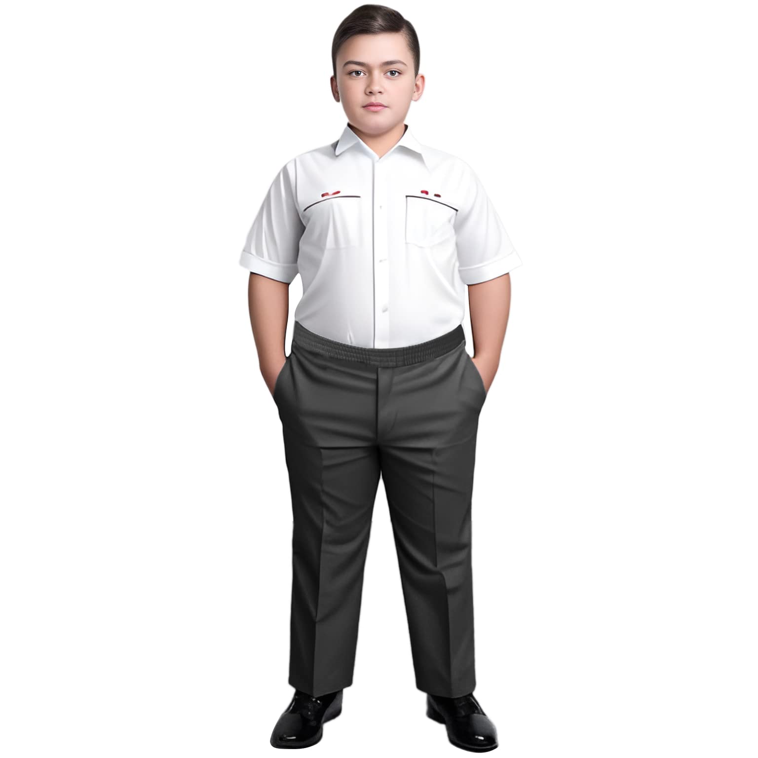INSAFIANS Pantalones ajustados de cintura elástica para niños de 1 a 16 años, color negro y gris