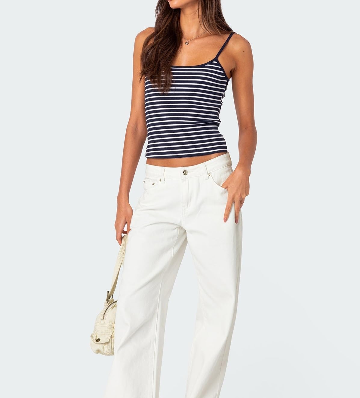 Women Stripe Print Cami Top Y2k Spaghetti Strap Backless Crop Tank Aesthetic Sleeveless Slim Fit Going Out Tops - Image 5