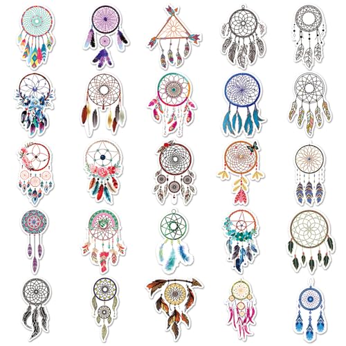 Colorful Dream Catcher Vinyl Stickers, 50 PCS Waterproof Boho Style Decals for Laptops Scrapbooking, Journals, Notebooks - Image 3