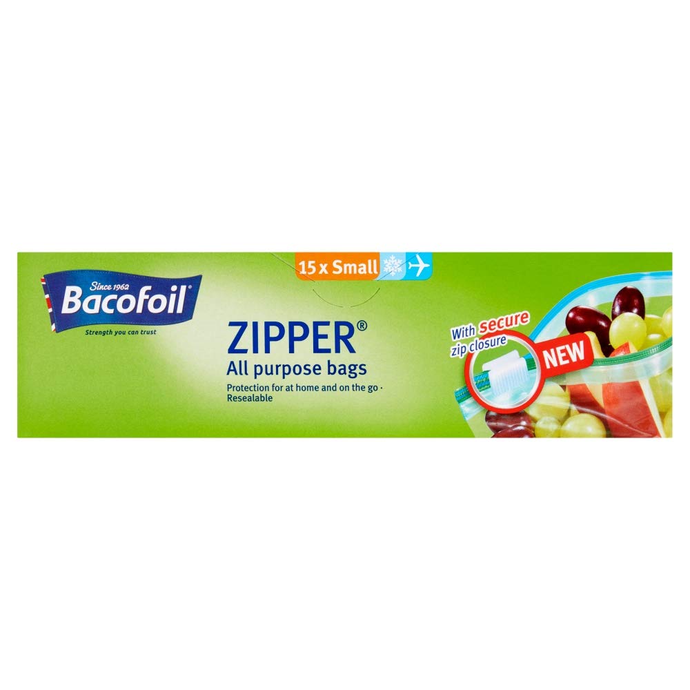 180x Bacofoil All-Purpose Zipper Seal Resealable Reusable Travel Food Bags SMALL