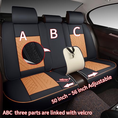 Image of GXT Bench Seat Cover, Premium Faux Leather Bench Seat Covers for Trucks - Universal Fit for Most Sedans SUV Pick-up Truck, Durable for Long Lasting Protection(Black and Orange)