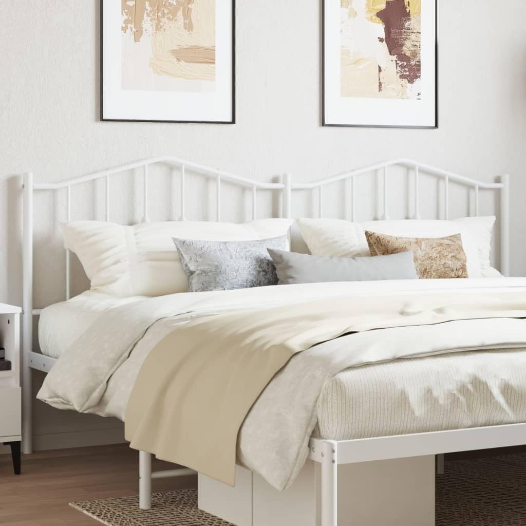 Cabecero de Metal Blanco 200 cm para Cama Matrimonio con Estructura Robusta y Soporte Estable, diseño clásico para Dormitorio, Ideal para Descanso y Lectura Confortable