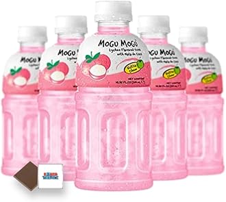 Mogu Mogu Flavored Drinks 6x320ml, LYCHEE - Nata De Coco Juice - Refreshing Taste - Fun Drinking During Hot Summers Or Take Them On Trips & Picnics Boxed Treatz