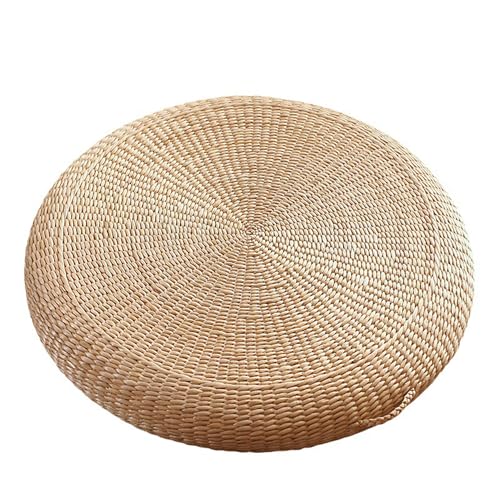 Sitting Floor Pouf Cushion Pillow: Floor Pillow, Floor Cushions for Adults, 16 Inch/40 cm Round Natural Straw Handmade Breathable Tatami Sitting Cushion, for Home Decor, Meditating, Kneeling, Yoga