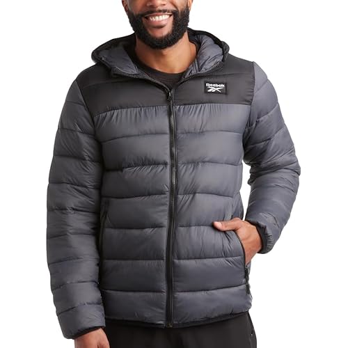 Reebok Men's Jacket – Lightweight Hooded Quilted Puffer Coat – Warm Insulated Winter Jacket for Men (M-XXL)