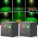 Propulsion Life 2PCS Mini Lampe de Scène Batterie, R/G Lumière Disco avec 64 Effets Lumine...