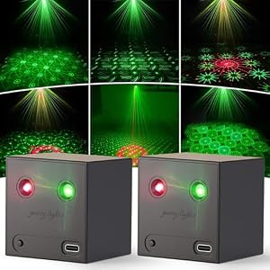 Propulsion Life 2PCS Mini Discolicht Partylicht Akku, R/G 600mAh Wiederaufladbar DJ Projektor Musikgesteuert mit 64 Dynamischen Bühnenlicht Effekten, USB Party Lichter für Geburtstage Feste Bar