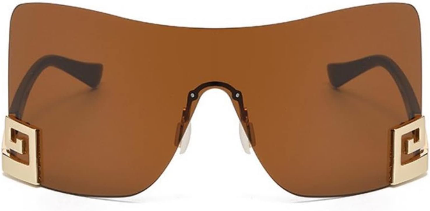 Sunglasses for Women Large Frame Sunglasses Personality Street Shooting Sunglasses for Fishing Driving(Color:Tea)