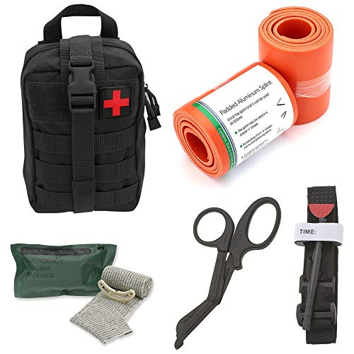 Tactical Medical Survival Tool Kit - Combat Tourniquet - Israeli Compression Bandage - Roll Up Splint - MOLLE System - IFAK - Trauma Kit - Ideal Kit for Military, EMT, Police, Firefighter and Hunting