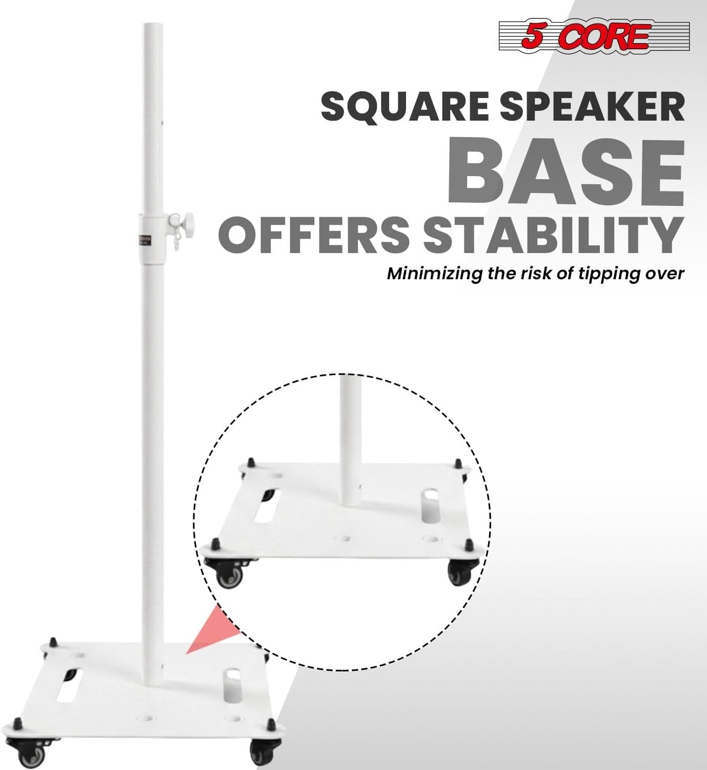 5 Core Speaker Stands Pair Height Adjustable 61 Inch Heavy Duty 100 lbs Capacity 35mm Universal Mount Floor PA DJ Speakers Stands with Wheels for On Stage Studio Monitor Home Theater
