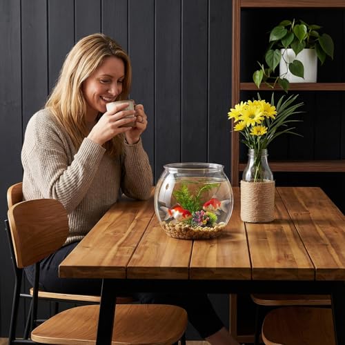 Image of Geelin 0.8 Gallon Plastic Fish Tank Large Bowl Shatterproof with Crystal Clear Clarity for Terrarium, Flower Vase Centerpiece Gift for Fish Lovers (Round)