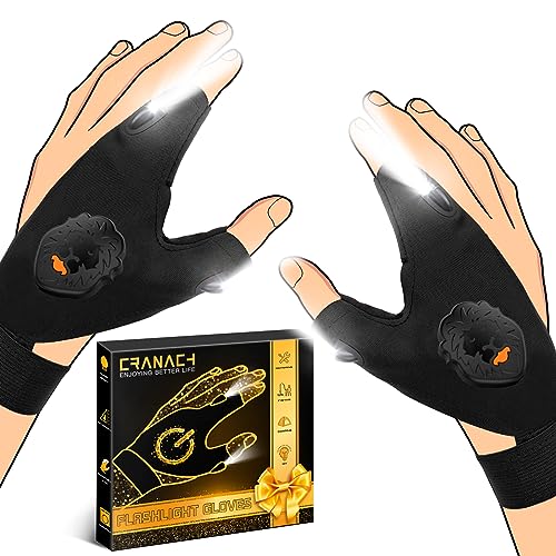 CRANACH Regalos Hombre Guantes con Luz LED: Regalo Dia del Padre Original Herramientas Guantes con Luz LED Trabajo, Ideas Regalos Originales para Hombre Guantes Linterna, San Valentin Regalos Hombre