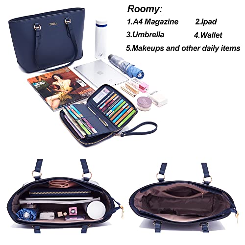 Bolso Tote Satchel Mediano Grande de Cuero Sintético para Mujer miniatura 3