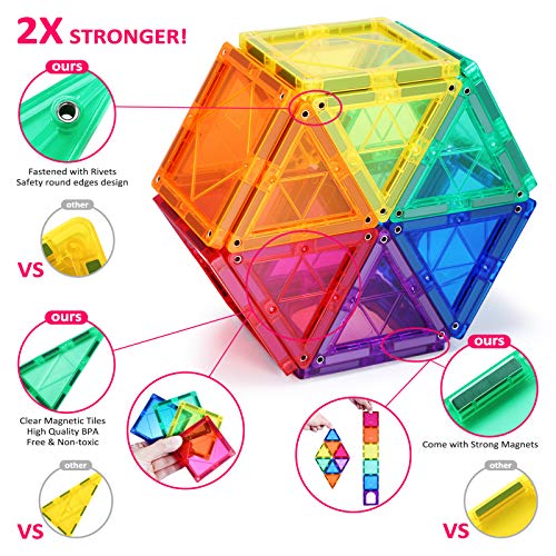 PLUMIA Magnets for Kids STEM Learning Toys 3D Building Magnetic Blocks Construction Magnet Toys for 3 Years Old Boys and Girls – 56 Pieces