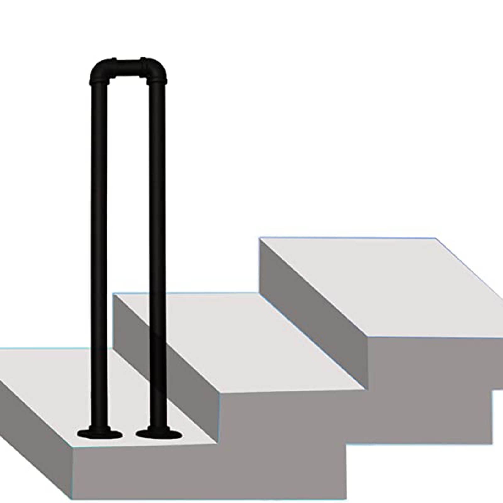 Rampe d'escalier en U noire de 75 cm en tube métallique robuste