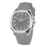 Blekon Collections Men's 44mm Quartz Watch, Comfortable Silicone Strap, Luminous Hands & Numbers, Easy-Read Date Display, Sleek Round Dial – Perfect for Everyday Wear (Silver/Gray)