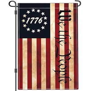 We The People 1776 Garden Flag Vintage Betsy Ross Patriotic Amercian Garden Flag Memorial Day 4th of July Yard Signs Garden Flags for Outside 12×18 Inch Double Sided Outdoor House Decorations