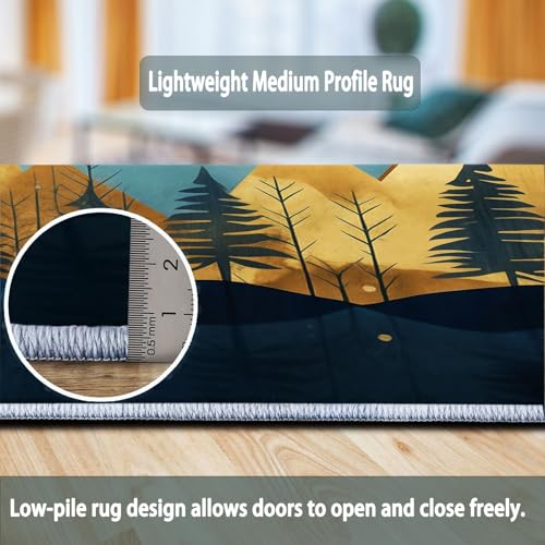 Tapis géométrique moderne bleu or tapis intérieur lavable 80x150cm - 7