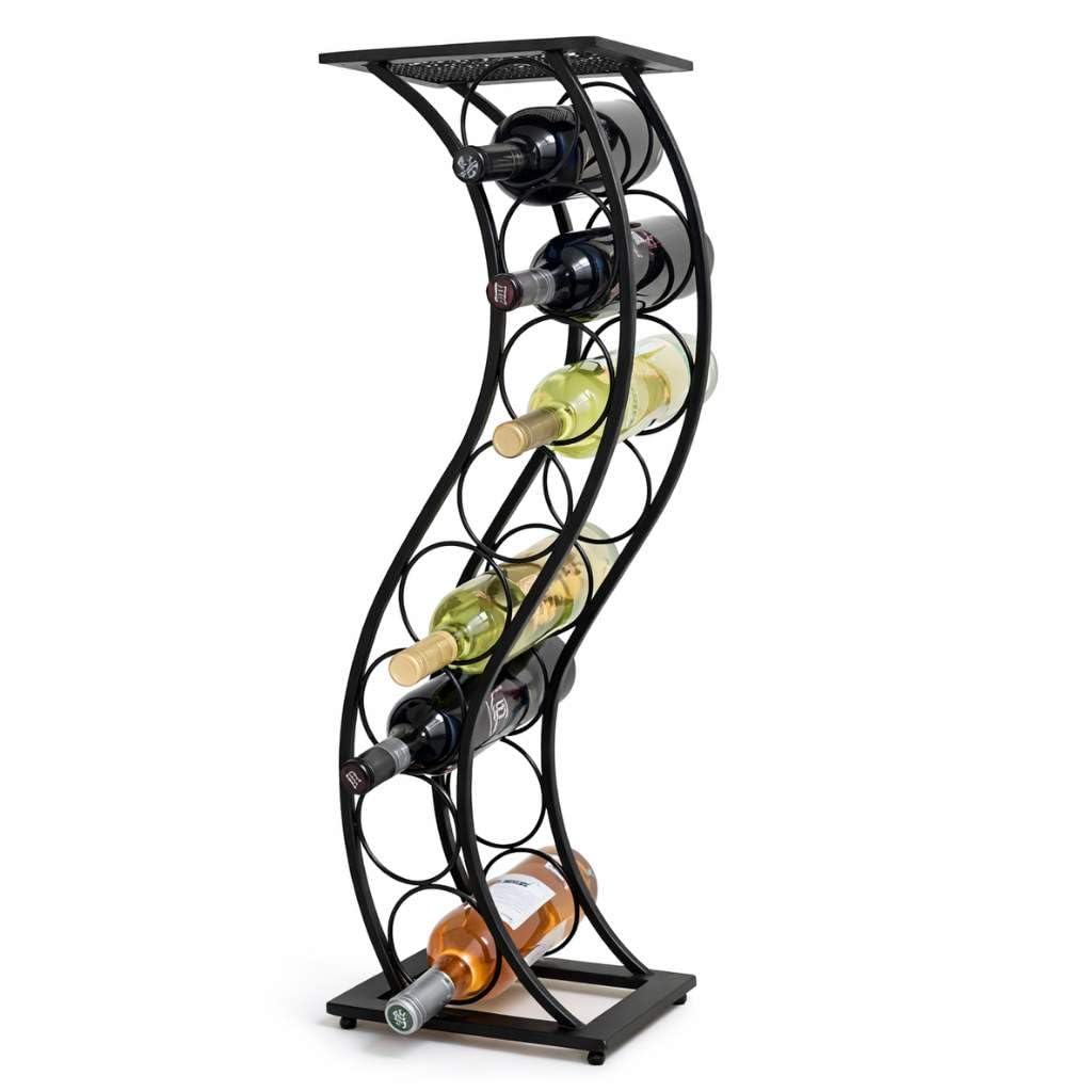 DanDiBo Weinregal Metall Schwarz Stehend Flaschenregal Schmal 80 cm Elegance Weinständer Flaschenhalter Wine Rack Modern