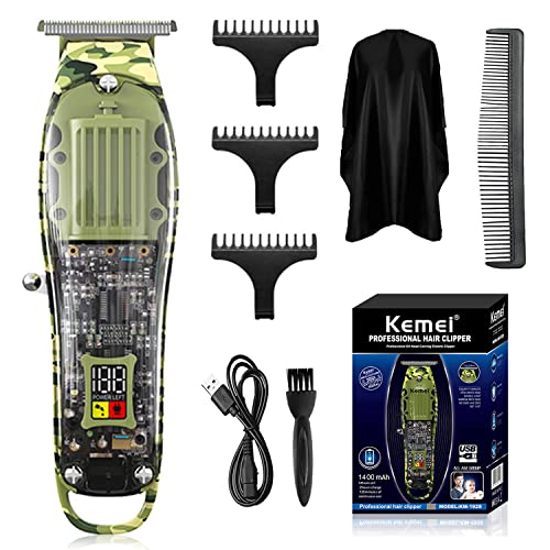 KEMEI Cortapelos profesionales para hombres, cortapelos eléctricos sin cable, cortapelos cortapelos con hoja en T, kit de cortapelos recargable para hombre, juego de recortadora de barba para Famliy Cover