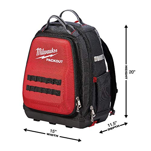 Tool Backpack,Red/Black,48 Total Pockets