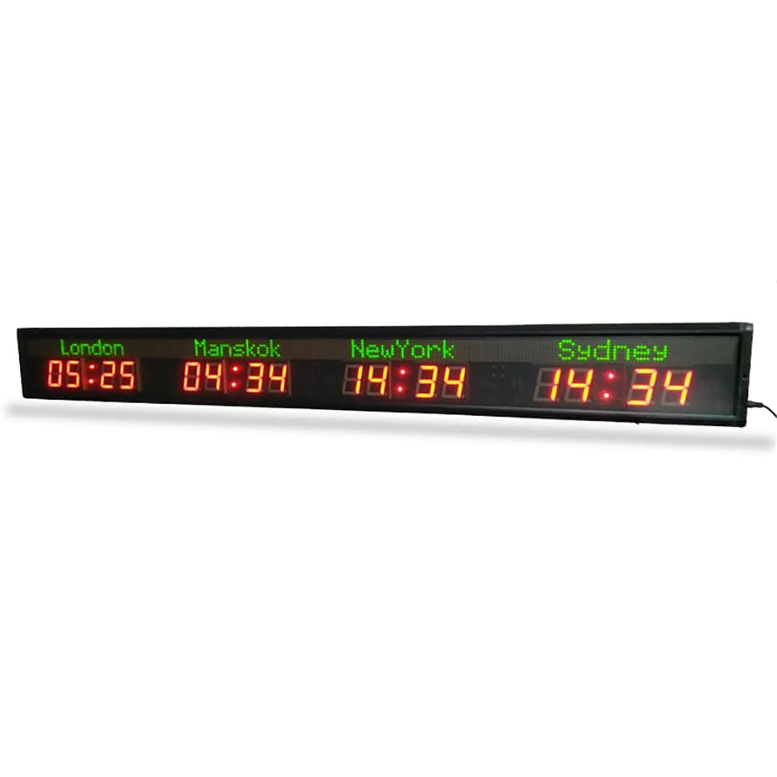 4 Cities World Clock, Hotel Time Zone Clock, 2 Modes, Led Wall Clock, 5 Levels Of Brightness Adjustment, Suitable For Multinational Corporate Hotel Offices