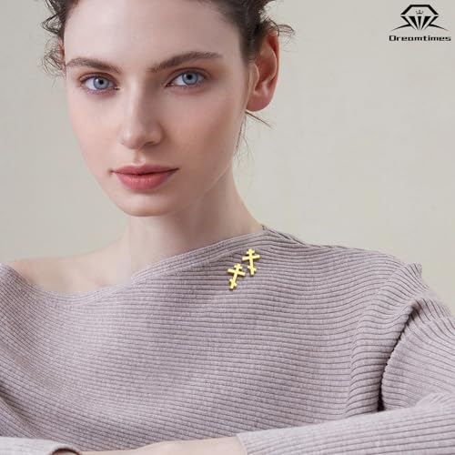 Image of Dreamtimes Antique Orthodox Cross Brooch Pin Stainless Steel Religious Jewelry for Men & Women Christian Faith Symbol Vintage Enameled Lapel Pin Lightweight Durable Gift for Daily Wear