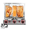 XXUNYNUIN Shawarma Grill Machine Vertical Rotisserie Grill with 3 Burners Countertop Rotating Gas Broiler Gyro Kebab Machine