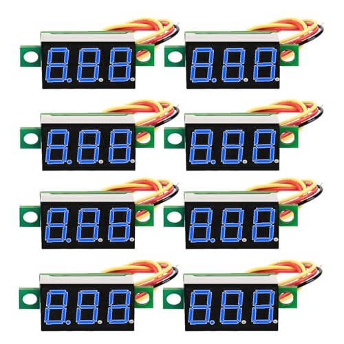 V TELESKY 8Pcs Blue 0.36 Inch DC LED Voltage Display Voltmeter Digital DC Meter Head Variable Power Display Module