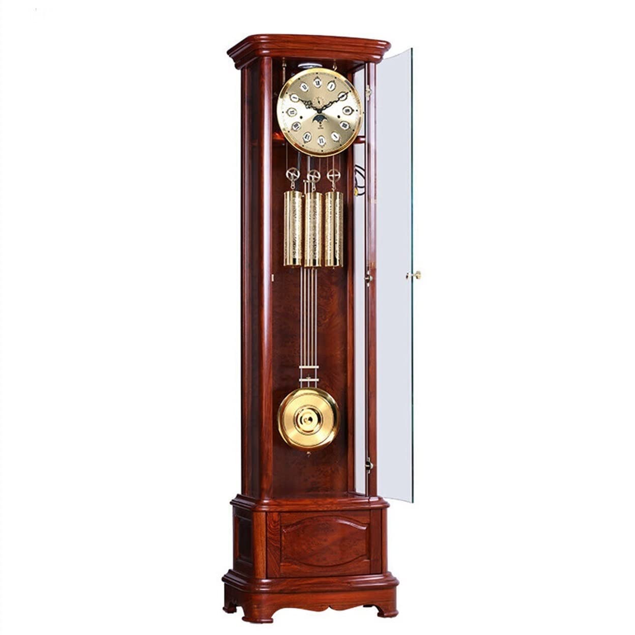 Kf2vBt7dP Chinese Style Floor Clock Mahogany Floor Clock Original Copper Mechanical Movement Vertical European-Style Living Room Nordic Simple Grandfather Clocks