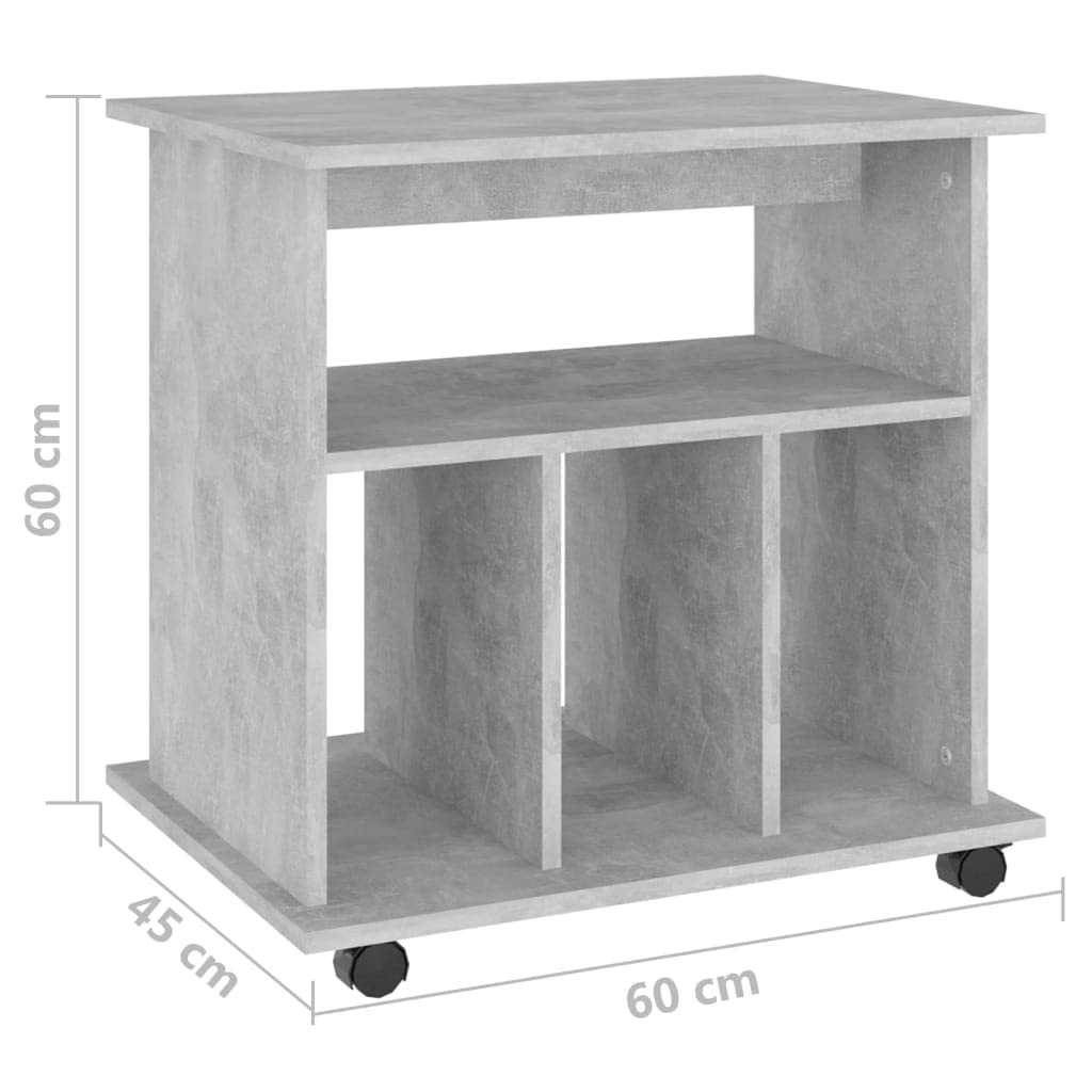Mobiletto con Rotelle Grigio Cemento 60x45x60 cm in Truciolato armadietto armadio ufficio mobiletti armadio ufficio mobiletti armadietto, Adatto a soggiorni e uffici.