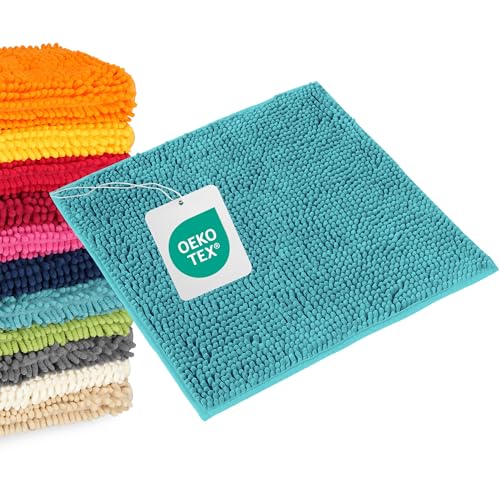 WohnDirect Tappeto bagno antiscivolo, microfibra a pelo lungo, 45x45 cm,