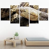 SIGNWIN 5 Panel Canvas Wall Art Modern Art Chic Expressive Frog Multicolor Photography Reptiles Snakes for Home Decorations Ready to Hang - 60