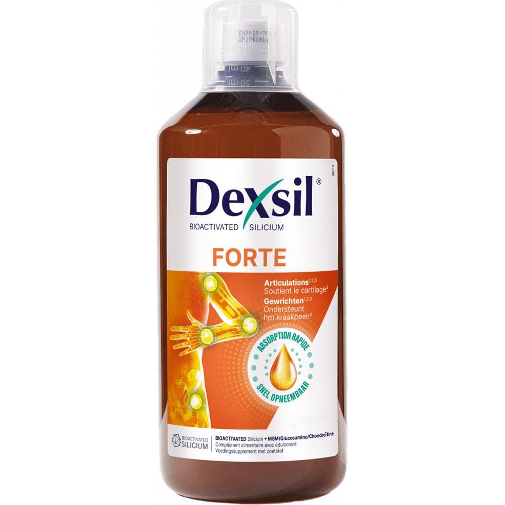 Dexsil Forte Articulations Solution Buvable Complément Alimentaire à Base de Silicium Organique/​MSM/​Glucosamine/​Chondroïtine/​Ortie, 500 ml