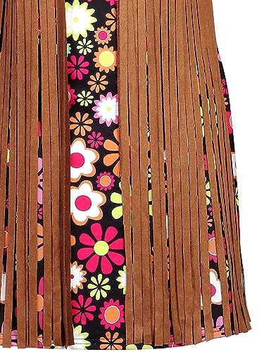AOTHSO 8 Piece 70s Women Hippie Costume Peace Sign Earring Necklace Headband Dress Leg Sleeves Tassel Bag for Halloween Disco - Image 4