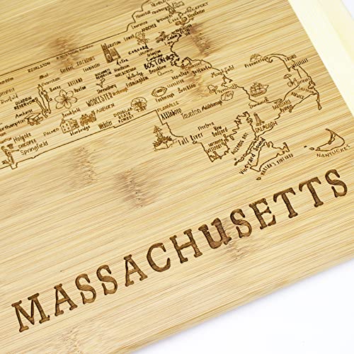 Image of Totally Bamboo A Slice of Life Massachusetts Engraved Map Cutting Board
