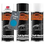 TRISTARcolor Pintura automotriz Set de botes de spray para plástico para Peugeot KNY Azul Tivoli Metallic Base adherente pintura base pintura transparente con plastificante