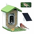 Billber Bird Feeder with Camera - Outdoor Smart High-Definition Hummingbird Feeder, Solar Panel & Night Vision, Real-Time View & Instant Alerts, Good Ideal for Bird Watching