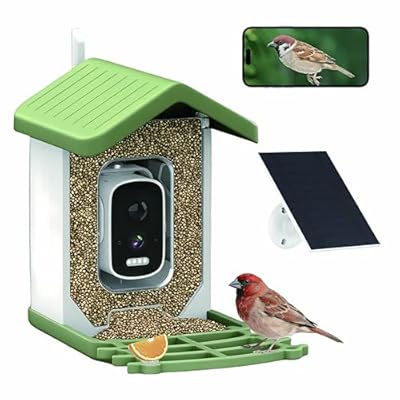 Billber Bird Feeder with Camera - Outdoor Smart High-Definition Hummingbird Feeder, Solar Panel & Night Vision, Real-Time View & Instant Alerts, Good Ideal for Bird Watching